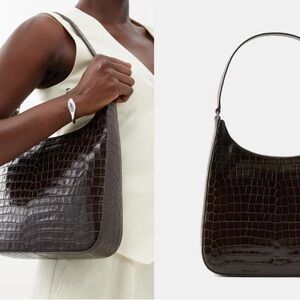 Staud Alec Croc Embossed Shoulder Bag